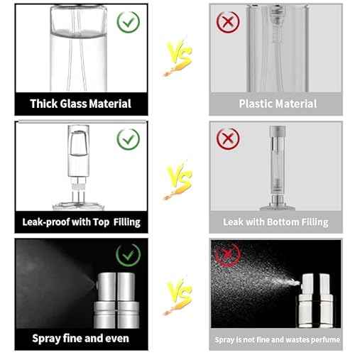 MUB 10ml Perfume Travel Refillable Atomizer Bottle Glass Unique Top-Filling Leak-Proof Spray Bottle Atomizer Sprayer for Perfume Cologne Mini Travel Size Empty Pocket Portable