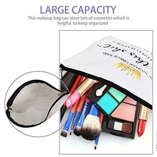Cute Makeup Cosmetic Bags for Women - Might Be Makeup Might Be Snacks - Funny Travel Bags Cotton Zipper Pouch Toiletry Make-Up Case for Best Friends Teen Girls Sister Daughter Birthday Christmas Gifts