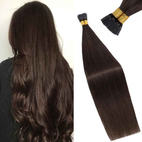 I Tip Hair Extensions Human Hair for Women TESS i tip hair extensions,fusion hair extensions human hair,50Gram/100 Strands Pre-Bonded,Silky Straight Dark Brown 18 inch