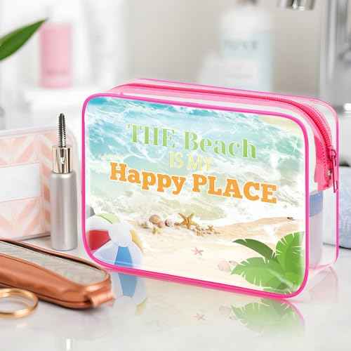 Beach Gifts for Women Beach Makeup Bag Beach Lover Gifts Funny Vacation Gift Beach Themed Gifts for Besties PVC Cosmetic Bag Birthday Christmas Graduation Gift for Beach Lover Teens Travel Bag