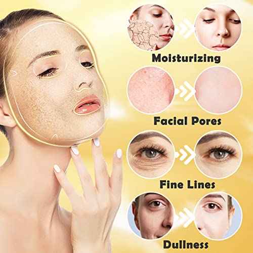 Permotary 6 PCS 24k Gold Crystal Gel Collagen Facial Masks, Deep Moisturizing Facial Sheet for Women Skin Care Revitalize Skin