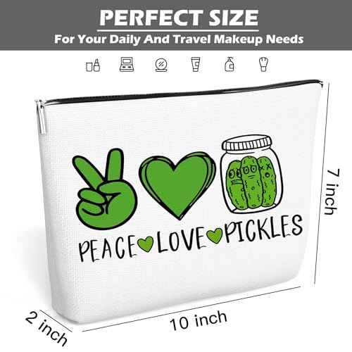Pickle Makeup Bag Funny Gift for Women Just A Girl Who Loves Pickles, Christmas Gifts for Mom Teen Girl, Best Sister, Friends, Cute Makeup Zipper Pouch Bag for Birthday White Elephant, 10x7 Inch