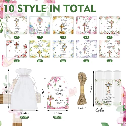 50 Pcs Bible Verse Lip Balm Bulk Christian Thanksgiving Gifts for Women Faith Religious Inspirational Christmas Party Favors Scripture Moisturizing Lip Care Appreciation Gift for Teacher Mom Employee