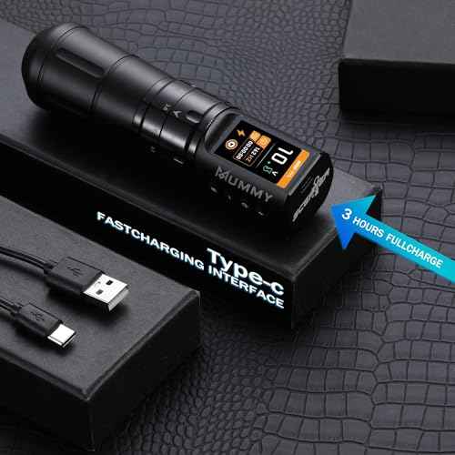 Mummy Scepter Tattoo Machine Pen with Adjustable 7 Strokes 2.4,2.7,3.0,3.3,3.6,3.9,4.2mm 1800mAh(Single Machine)