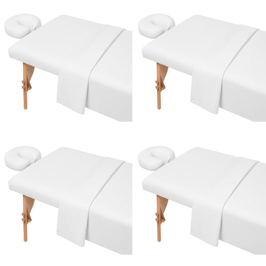 4 Sets Microfiber Massage Table Sheets Set 3 Piece Set Includes Premium Massage Table Cover Fitted Sheet and Fitted Face Rest Cover (White)
