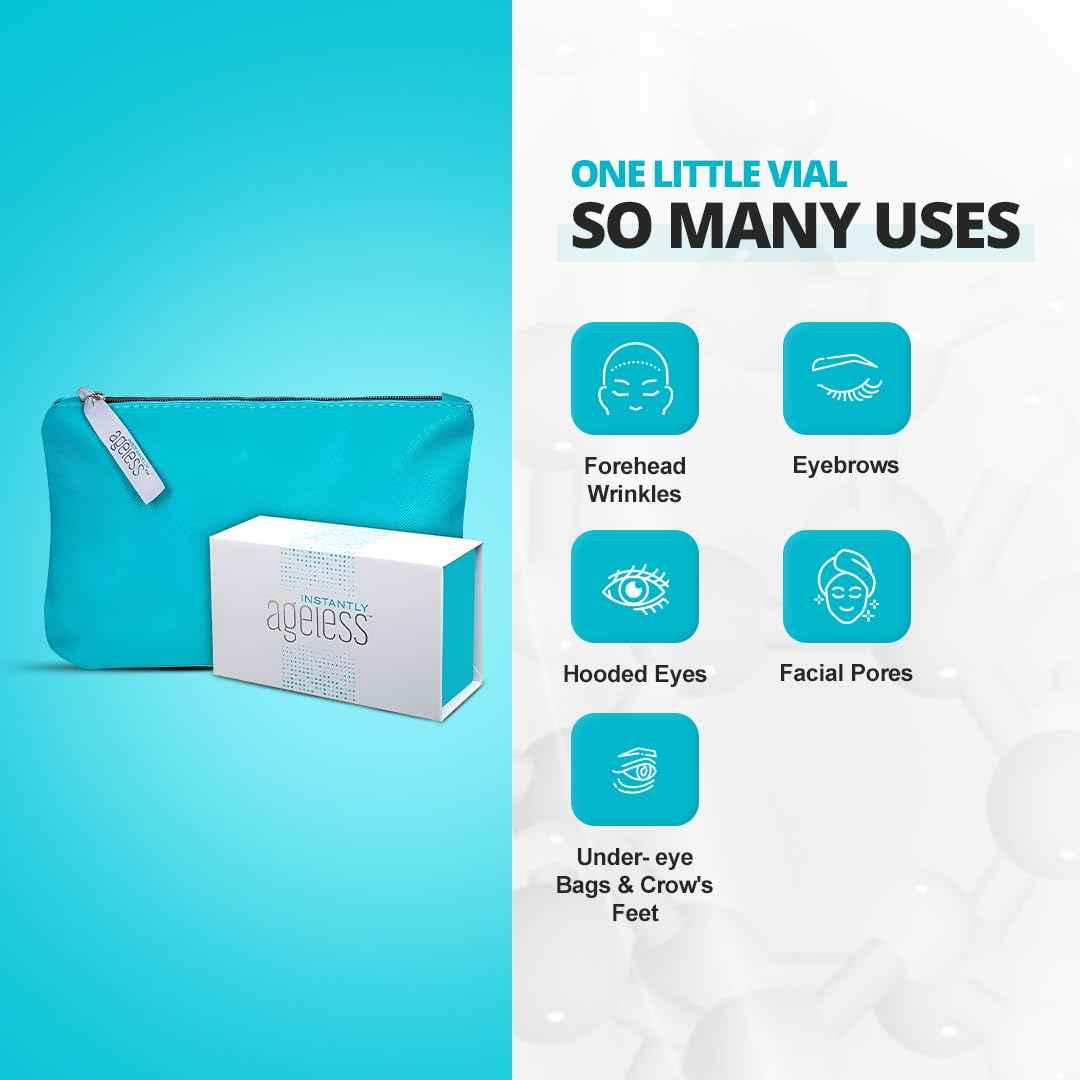 Instantly Ageless - Instant Face Lift Cream - Skin Care for Anti Aging face cream - Instant Under Eye Bags Remover - Facelift in a Box of 25 Vials with Makeup Bag
