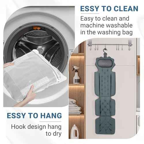 Full Body Bathtub Pillow Thick Bath Pillows for Tub 4D Bathtub Cushion with Powerful Suction Cups for All Bathtub Bath Accessories 51" x 16" (Grey)