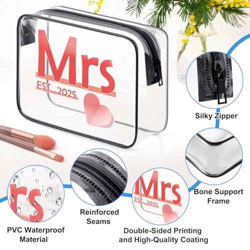 Bridal Shower Gifts for Bride Mrs Makeup Bag Bride to Be Gifts Future Bride Gift 2025 Wedding Gifts for Sister Friends Bestie Bachelorette Party Engagement Gifts Cosmetic Bag Pouch Travel Toiletry Bag