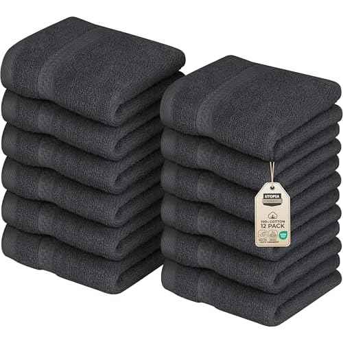 Utopia Towels 12 Pack Premium Wash Cloths Set, 12 by 12 Inches, 100% Cotton Ring Spun, Highly Absorbent and Soft Feel Essential Washcloths for Bathroom, Spa, Gym, and Face, Grey