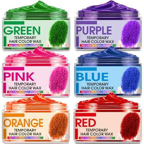 6 Color Temporary Hair Color Wax,Christmas Gifts,Stocking Stuffers for Kids, Blue Green Purple Pink Orange Red Hair Dye Natural Instant Hair Wax Color,DIY Temporary Hair Color for Kids Teens Women Men