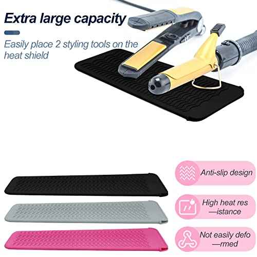 1Pack Silicone Heat Resistant Mat Pouch for Hair Straightener, Curling Iron, Flat Iron and Hot Hair Tools Black