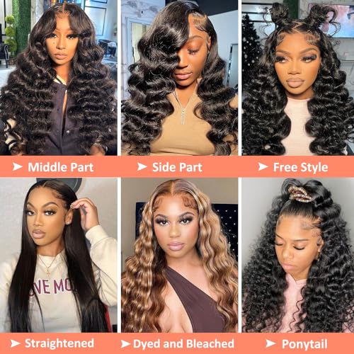 Deep Wave Lace Front Wigs Human Hair 13x4 HD Lace Frontal Wigs for Black Women 200 Density Glueless Wigs Pre Plucked with Baby Hair 22 Inch