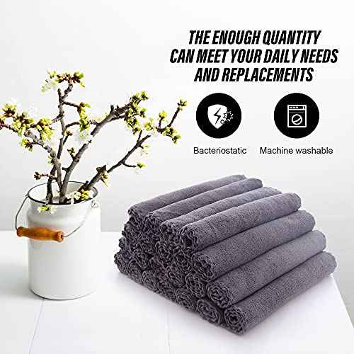 MOONQUEEN Ultra Soft Premium Washcloths Set - 12 x 12 inches - 24 Pack - Quick Drying - Highly Absorbent Coral Velvet Bathroom Wash Clothes - Use as Bath, Spa, Facial, Fingertip Towel (Grey)