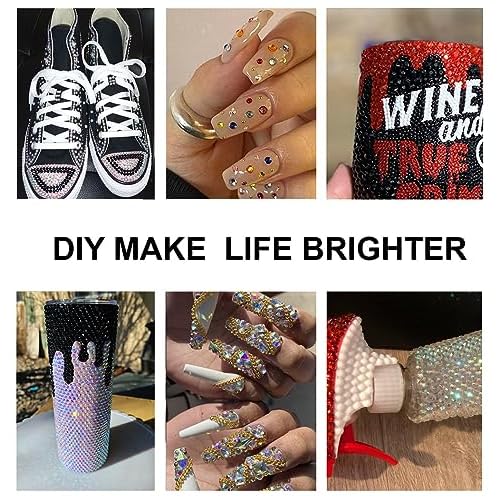 8000 Pieces Red & Black Non Hotfix Flat Back Gems Round Resin Rhinestones Kit 4 Mixed Sizes£¨2-5mm£© with Picking Pen and Tweezer for Nails Crafts Makeup Eyes DIY Christmas Gift Clothes Phone Bottles