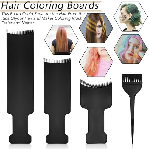 4 PCS Balayage Highlighting Board and Highlighting Brush Kit, 1 Hair Dye Brush and 3 Balayage Highlighting Board with Teeth Hair, for Hair Dye, Hairstylist Accessories Brushes