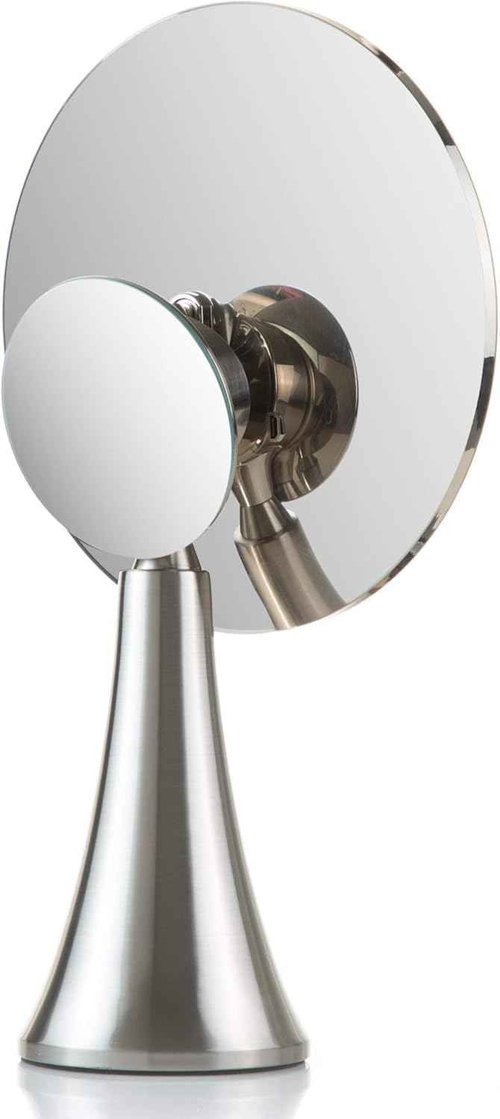 9inch Lighted Round Makeup Vanity Mirror, 5X/10X Dual Magnification with Ultra Bright LED Lights Beauty Mirror, Rechargeable, Cordless, Touch Control Adjustable Brightness, Brushed Stainless Steel