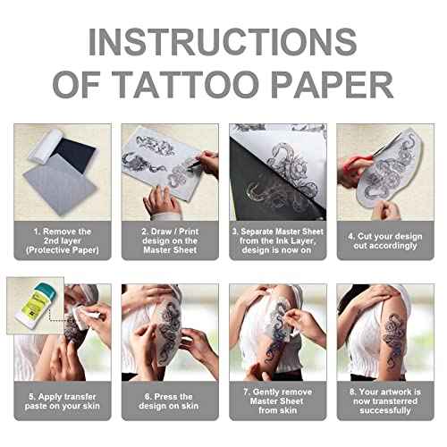 228Pcs Fake Skin Tattoo Practice Kit for Beginners - Include 3 Tattoo Skins 3 Transfer Paper 2 Tattoos Cover Up Tape 200 Machine Covers 20 Ink Caps for Tattoos Starter Kit Tattooing Supplies