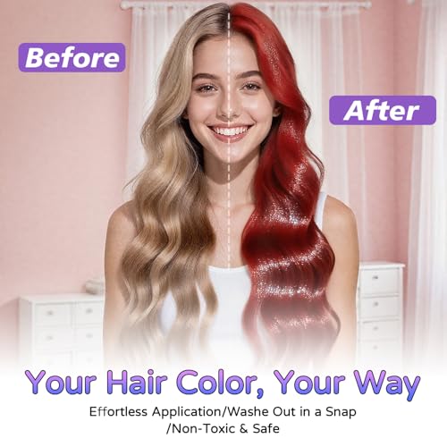 12 Color Glitter Hair Chalk with Shimmer Effect - Temporary Sparkle Hair Chalk for Adults & Kids | Safe, Long-Lasting, Non-Toxic & Washes Out Easily | for Concerts, Parties & Halloween