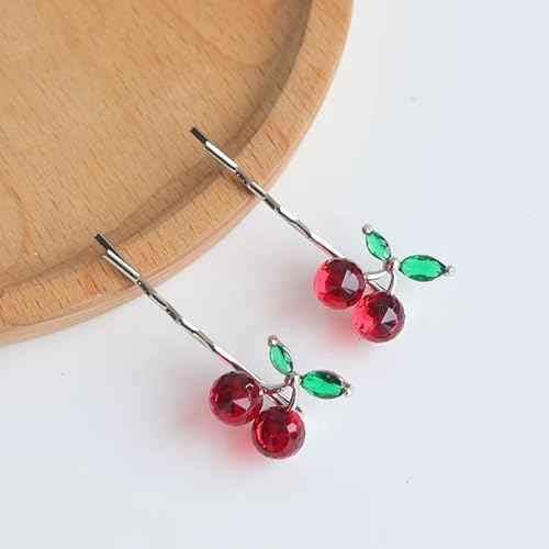 4 Pieces Red Cherry Hair Clips Metal Hairpins Duckbill Alligator Clips Hair Accessories Gift for Women Girls (red cherry mix pattern)