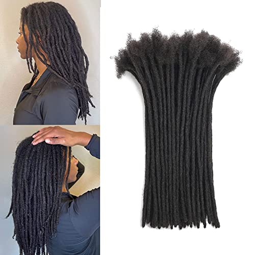 Dreadlocks Extension Human Hair 12inch 0.6cm 40 Strands Locs Extensions Real Human Hair For Women 100% Full Handmade Permanent Dreadlock Extensions An Be Dyed Bleached Curled (Natural Black)