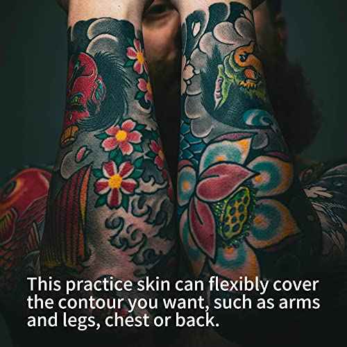 Fake Tattoo Skin - 10Pcs Blank Practice Skin (6X8X0.4Inches), Double-sided Use of Silicone Practice Skin,Practice Facial Skin for Tattoo, Practice Skin Kit for Beginners and Tattoo Artists