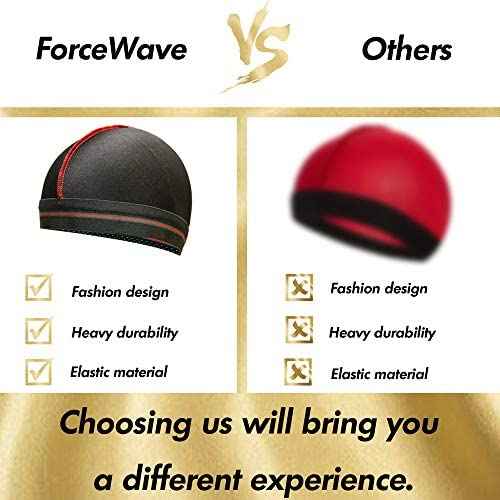ForceWave Silky Stocking Cap for Men Women, Black Compression Wave Cap for 360 Waves, 4-Pieces