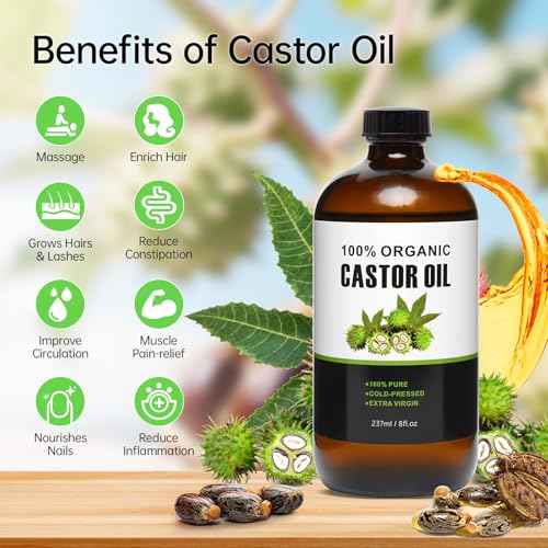 Castor Oil Patches Kit 30 Pack, With 8 oz Organic Cold Pressed Castor Oils, Comfortable Organic Cotton Castor Oil Pack Wrap for Stomach, Belly Button and Liver Detox Ect, Easy of Use and Hygienic