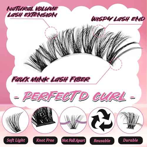 Gmagictobo Lash Extension Kit Lash Clusters Kit 640Pcs Volume Eyelash Clusters C Curl Lashes Clusters DIY Cluster Eyelash Extensions With Lash Bond and Seal Lash Tweezers