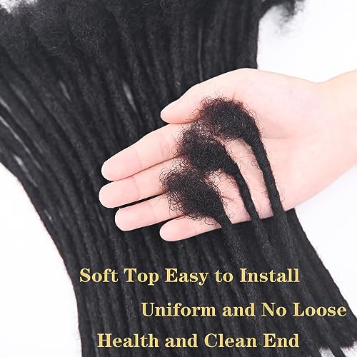 4 inch 0.4cm Thickness Loc Extensions Human Hair 100 Strands Dreadlock Extensions Human Hair For Women Men 100% Full Handmade Permanent Loc Extensions Can Be Dyed And Bleached Curled (Natual Black)