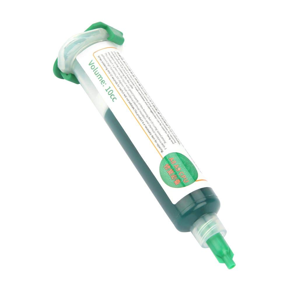 2 Pcs PCB UV Curing Solder Mask Ink, UV Curable Solder Mask Soldering PCB BGA Repair Green Paint, PCB Solder Resist Ink