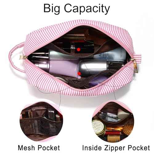 YOOLIFE Birthday Gifts for 4 5 6 7 8 9 10 11 12 13 14 Year Old Girl, Teen Girl Gifts Trendy Stuff, Initial Makeup Bag, Travel Toiletry Pouch, Pink M