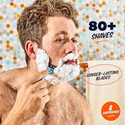 Dollar Shave Club | 4 Blade Razor Refills (8 Pack) | Swift Rinse Blades for Longer and Thicker Hair