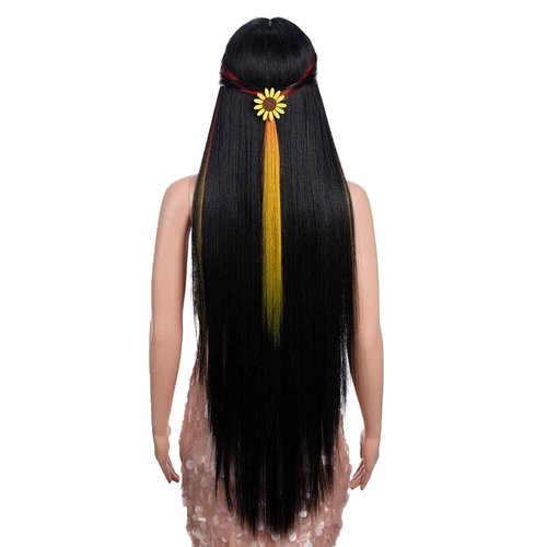 Style Icon 38" Super Long Straight Wigs 6" Deeper Middle Part Lace Lace Front Wigs Coloful Highlight Black Long Straight Wig (38", HL 1B(CH-86P))