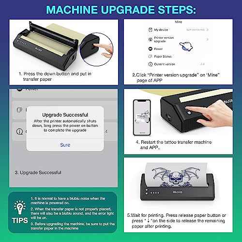 VLOXO Wireless Tattoo Stencil Printer, Portable Tattoo Thermal Transfer Copier Cordless Bluetooth Tattoo Machine with 10pcs Transfer Paper for Android and iOS Phone Pad & Laptop