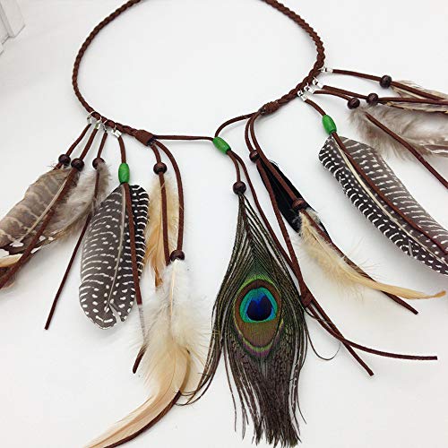 Feather Boho Hippie Indian Headband Tassel Headdress Headwear Headpiece Women Girls Kids Crown Hair Bands Party Decoration Cosplay Costume Handmade Hair Accessories Mixed