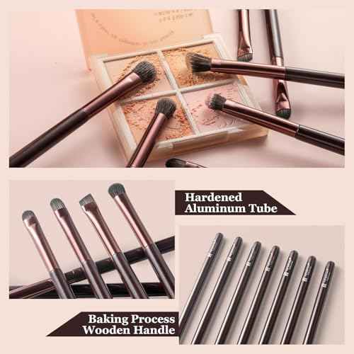 Eye Makeup Brushes Set, Premium 7Pcs Eyeshadow Brush, Professional Eye Brush for shadow lip Angled Eyeliner Eyebrows, Soft Hairs and Wood Handle.
