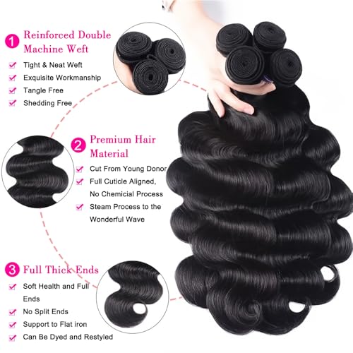 12A Human Hair Bundles 14 16 18 18 Inch Body Wave Bundles Human Hair Extensions 400g Unprocessed Brazilian Virgin Body Wave 4 Pieces Deals Brazilian Quick Weave Natural Black Wavy Extensions