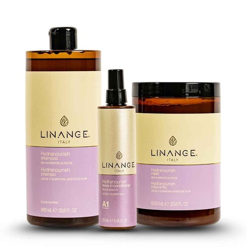 LINANGE Hydranourish Mask - Hydrating & Nourishing Milk, Keratin, and Olive Oil Hair Mask, 1000ml / 33.8 oz.
