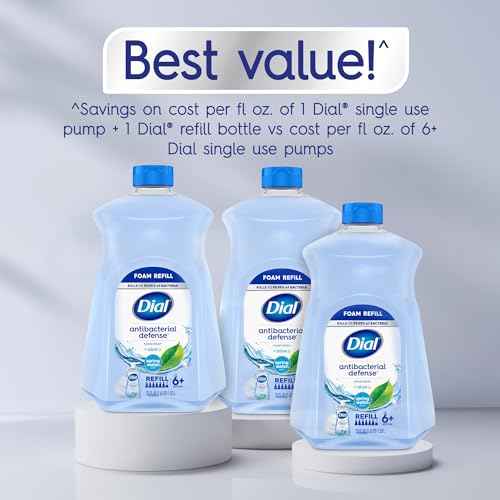 Dial Antibacterial Defense Foaming Hand Soap + Aloe, Spring Water Scent, 52 Fl Oz Hand Soap Refill, Dermatologist-Tested, Gentle on Skin