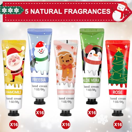 80 Pcs Christmas Hand Cream Gift Set for Dry Cracked Hands Natural Plant Fragrance Shea Hand Lotion Mini Hand Moisturizing Cream Christmas Gifts for Women Mom Christmas Stocking Stuffers