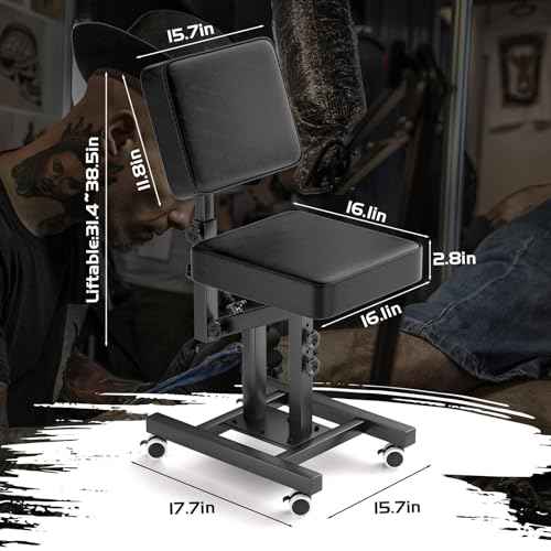 Tattoo Chair, Rolling Workstation, 360 Degree Silent Universal Casters, Dedicated for Tattoo Artists