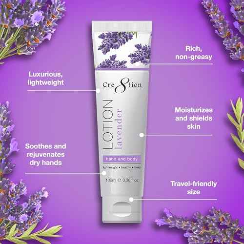 Cre8tion Spa Lavender Hand & Body Lotion, Luxurious Lightweight Moisturizer for Silky, Smooth Skin, 3.3 Fl Oz