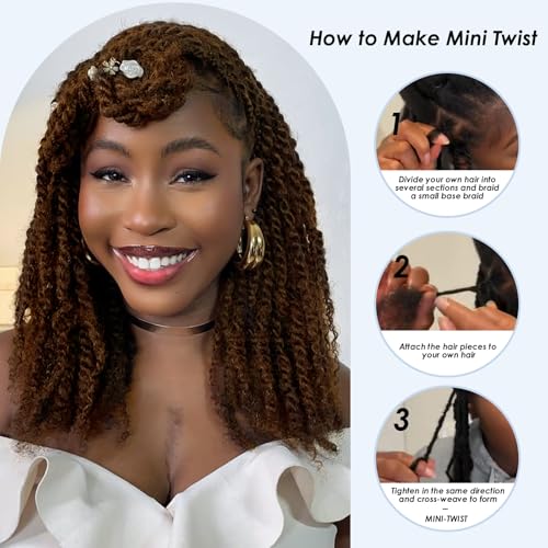 Afro Kinkys Bulk Human Hair,22 Inch 50g/Pack Afro Kinky-Curly Human Hair Bulk for Mini Twist,4C Chocolate Brown Bulk Human Braiding Hair For Micro,Crochet,Repair, Dreadlocks,Locs Extensions #4