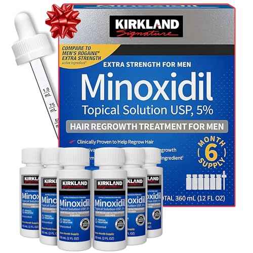 Minoxidil Liquid Extra Strength Hair Regrowth Treatment for Men, 5% Topical Solution, 6 Months Supply - Dropper Applicator and Bonus Free Instructional Guide Included