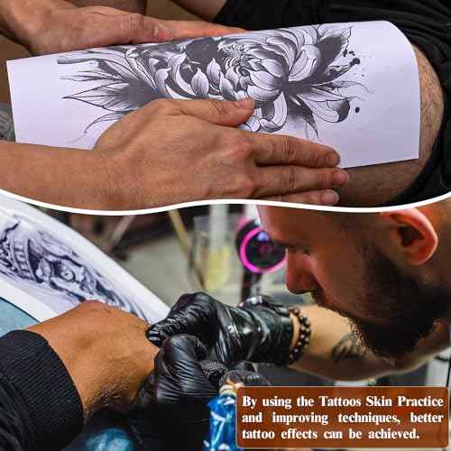 70 PcsTattoo Practice Skins with Transfer Paper, Include 20 Pcs Tattoo Skins & 50 Pcs Tattoo Transfer Paper, Suitable for Artist Creation, Beginners Practice Skills