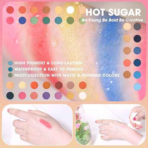 Hot Sugar Girls Makeup Kit Age 4-6 7-8 10-12, Little Girl Makeup Set, Makeup Kit for Teenagers 13-15 Includes Eyeshadow Lip Gloss Blush Highlighter Bronzer Brush (Rainbow)