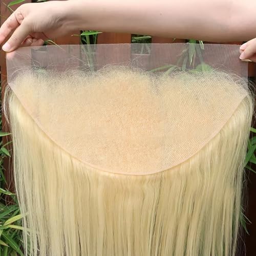 613 Frontal Straight 13x6 Transparent HD Lace Frontal Closure 12A Brazilian Virgin Remy Hair Free Part Ear to Ear Blonde Frontal Human Hair For Women Pre Plucked With Baby Hair 150% 16 Inch