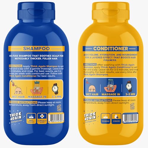 Men's Hair Thickening Shampoo & Conditioner System with TrioCore Scalp Care Technology - Natural Solution for Fuller, Thicker-Looking Hair - Biotin Formula (30 Day, Sandalwood)
