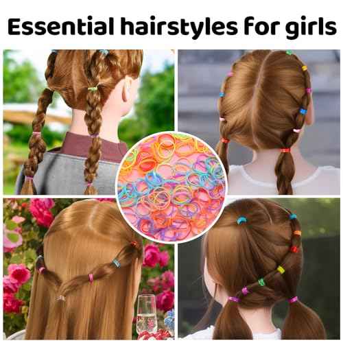 Small Elastic Hair Ties Hair Accessories for Girls£¬Colorful Baby Rubber Hair Bands Set with Hair Clips Hair Styling Tools
