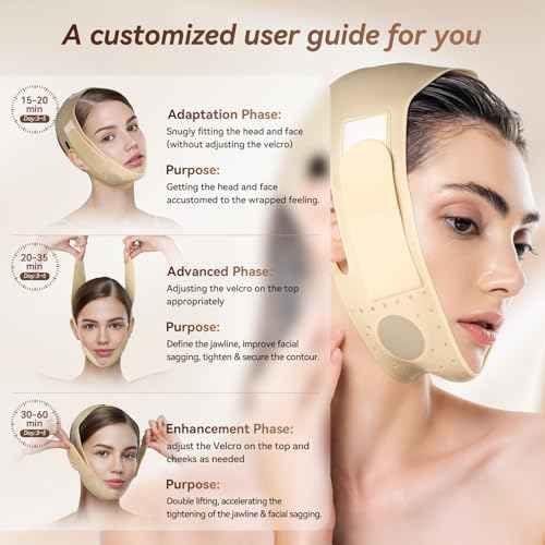 Reusable V Line Silicone Face Strap, Soft Silicone Chin Strap for Women 23-27 Inches (Skin yellow)